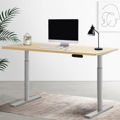 Artiss Electric Standing Desk Motorised Adjustable Sit Stand Desks Grey Oak