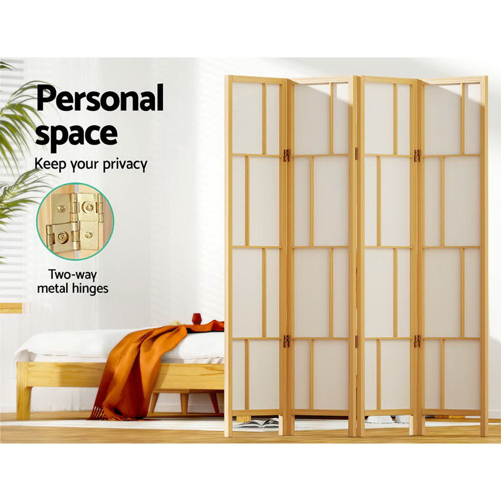 Artiss Ashton Room Divider Screen Privacy Wood Dividers Stand 4 Panel Natural