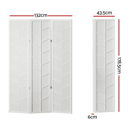 Artiss Room Divider Screen Privacy Wood Dividers Stand 3 Panel Archer White