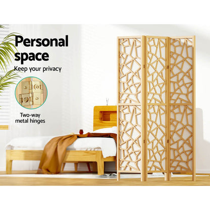 Artiss Clover Room Divider Screen Privacy Wood Dividers Stand 3 Panel Natural