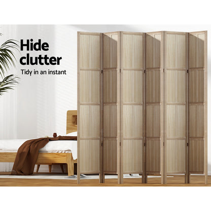 Artiss Jade Room Divider Screen Privacy Wood Dividers Stand 6 Panel Brown