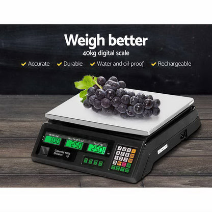 Emajin Scales Digital Accurate 40KG Weighing Kitchen Scales Platform Scales LCD Black