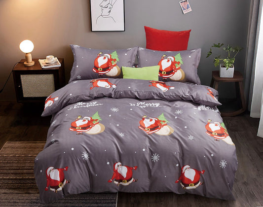 Christmas Santa King Size Quilt/Doona/Duvet Cover Set